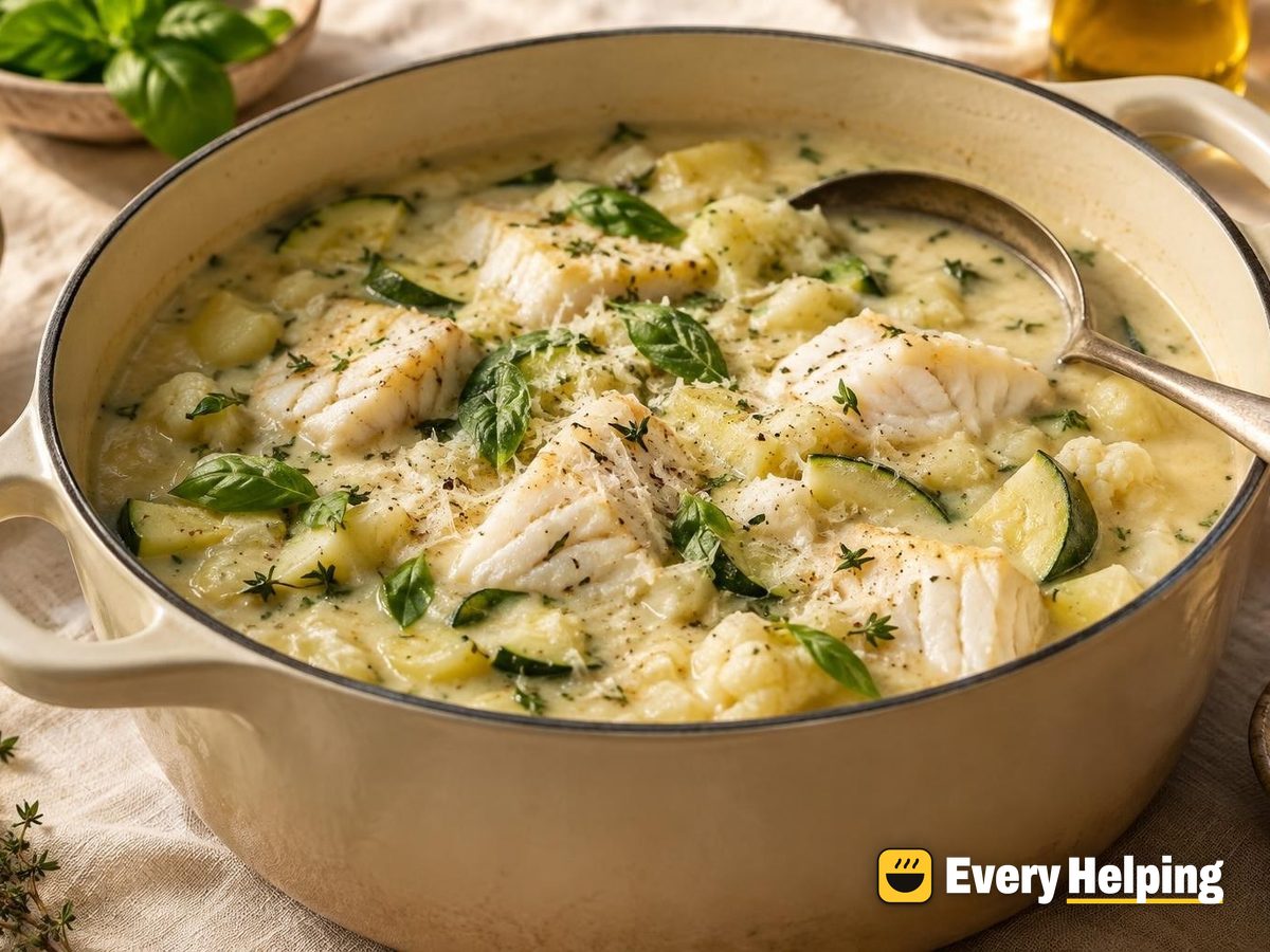 Creamy Italian Cod and Vegetable Chowder