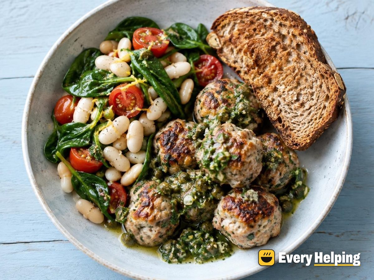 Air-Fryer Pork Meatballs with Salsa Verde