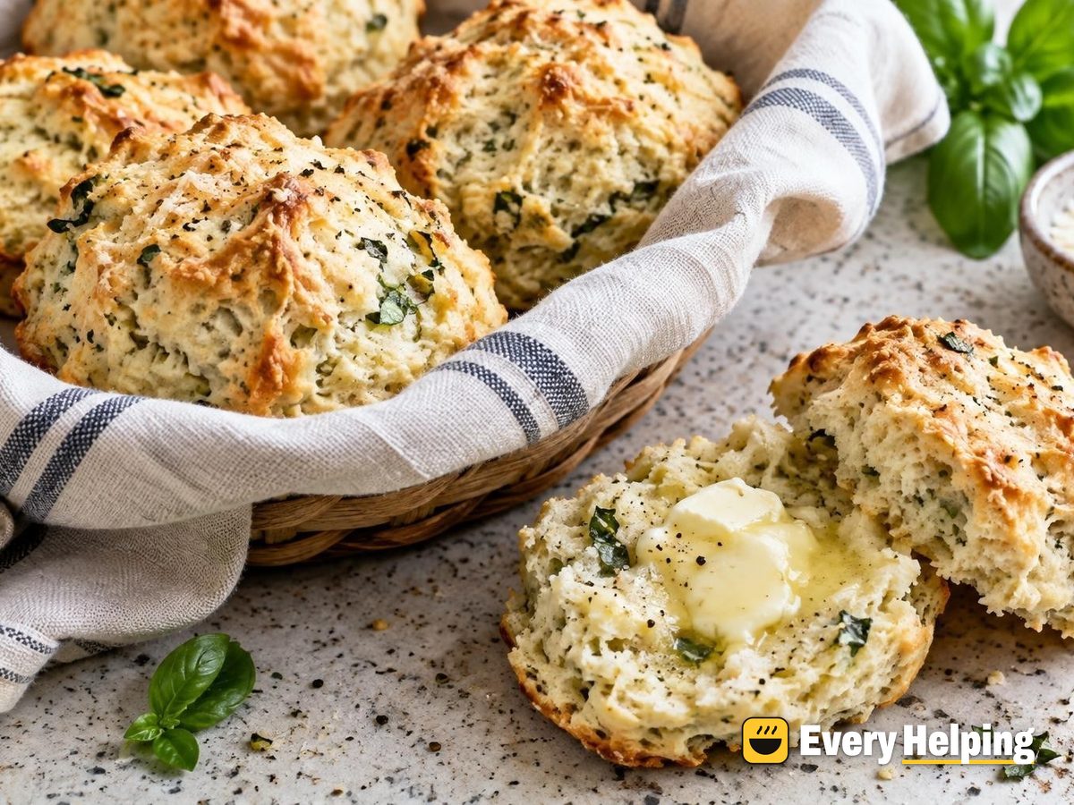 Basil Ricotta Black Pepper Drop Biscuits