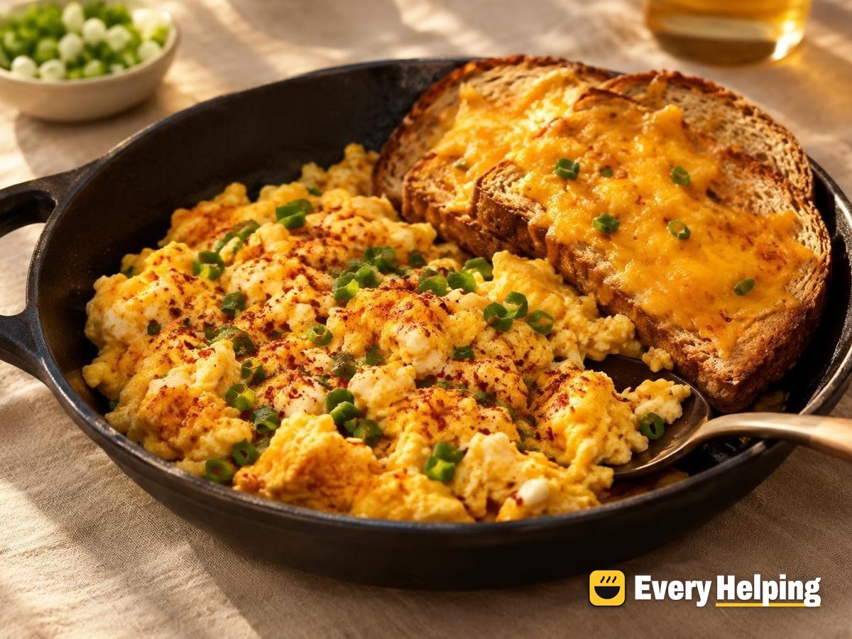 Smoky Paprika Egg Scramble with Cheddar Toast