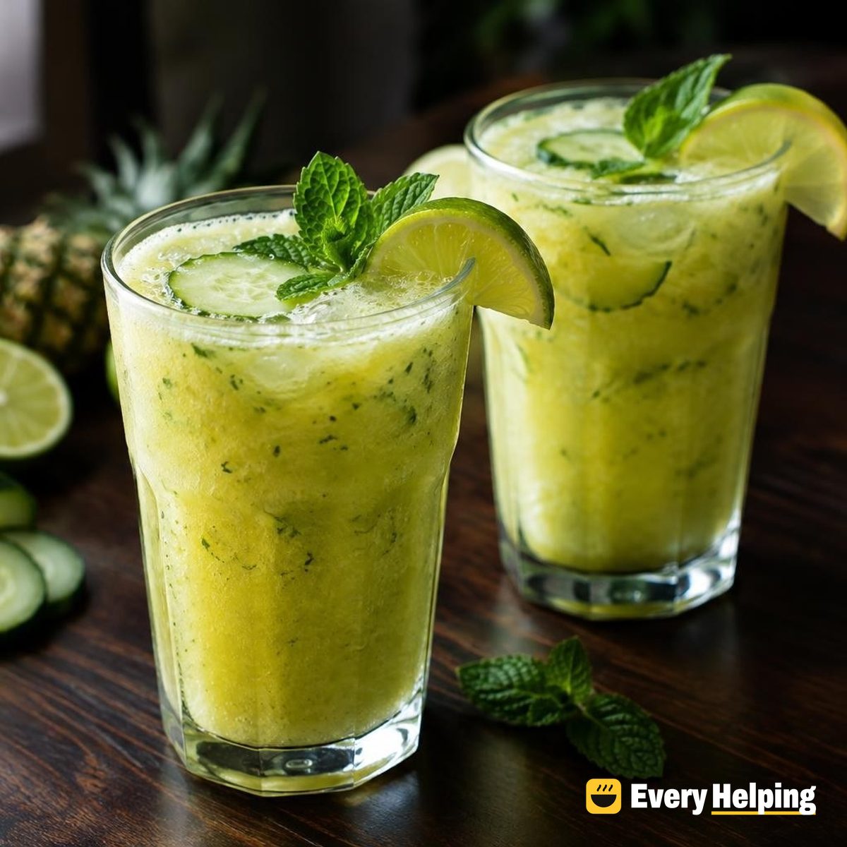 Pineapple Lime Cucumber Fizz with Mint