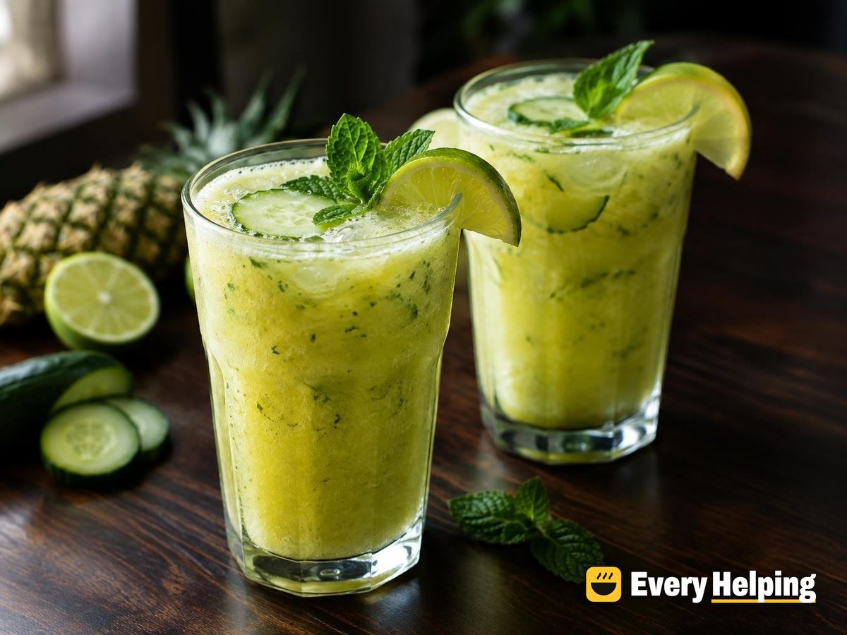 Pineapple Lime Cucumber Fizz with Mint