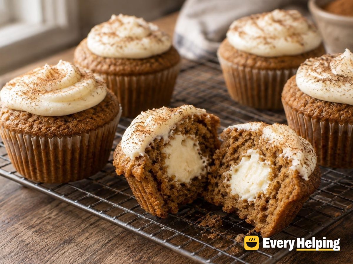 Spiced Brown Sugar Cupcakes, Vanilla-Filled