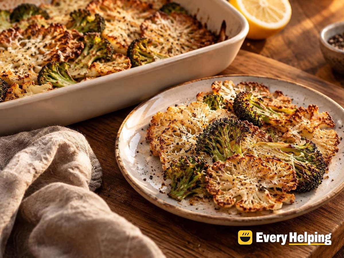 Black Pepper Parmesan Cauliflower and Broccoli Crisps