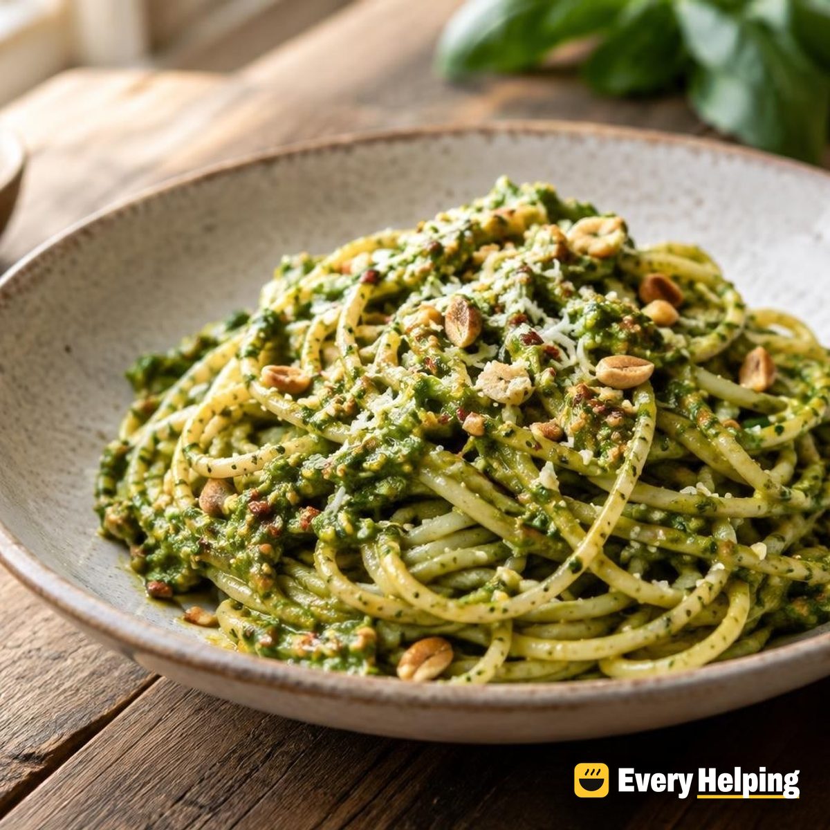 Roasted Garlic Spinach Pesto with Toasted Peanuts