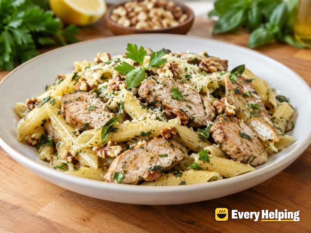 Pork Tenderloin Penne with Lemon-Herb Sauce
