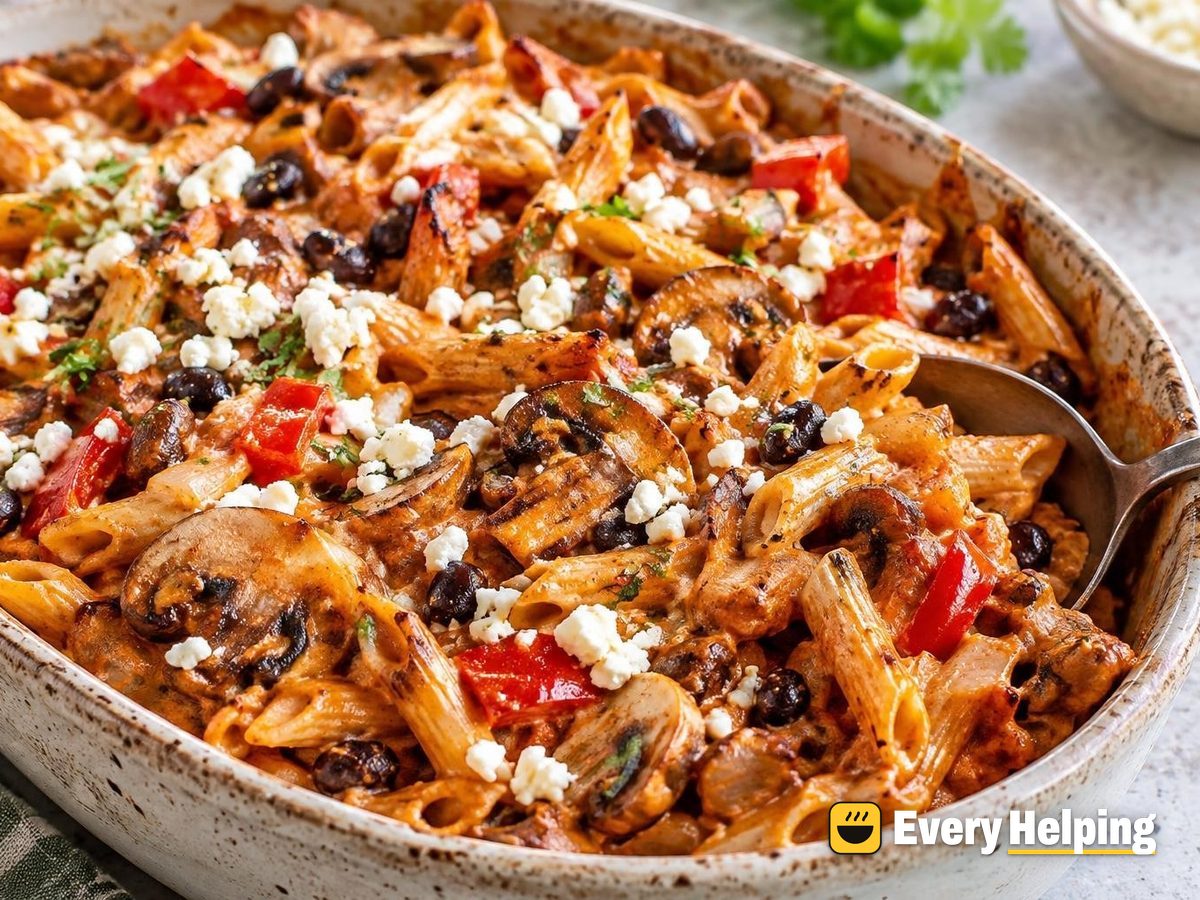 Roasted Poblano-Style Pepper Pasta with Mushrooms