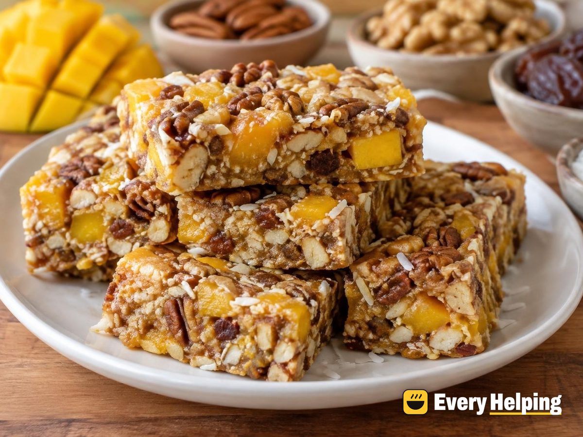 No-Bake Coconut Walnut Pecan Mango Bars
