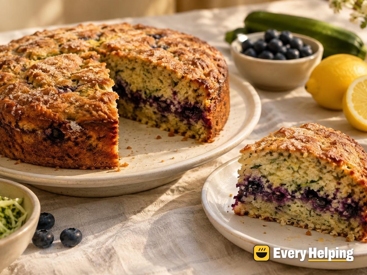 Lemon Zucchini Snack Cake with Blueberry Swirl
