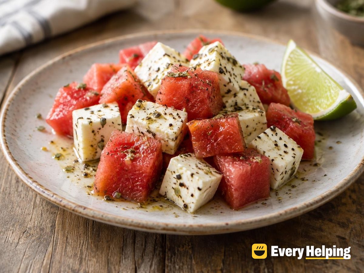 Peppered Queso Blanco Cubes with Watermelon