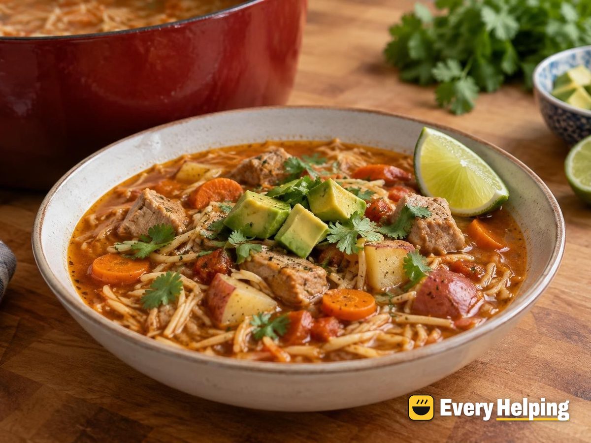 Pork Sopa de Fideo with Potatoes and Carrots