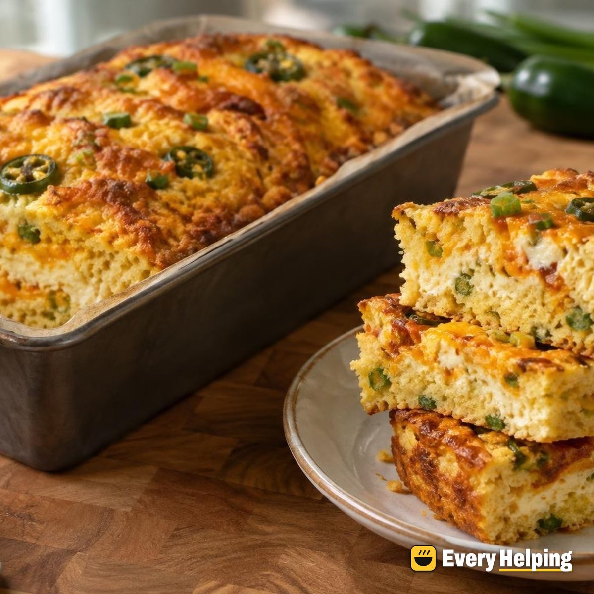 Smoky Cheddar-Swirl Jalapeño Cornbread with Green Onion