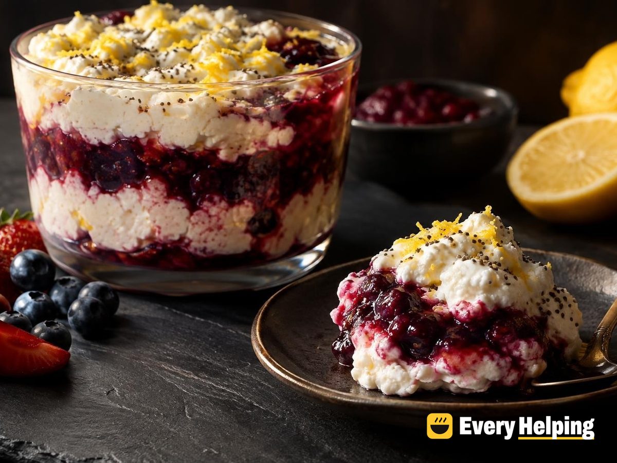 Lemon Cottage Cheese Parfait with Blueberry Jam