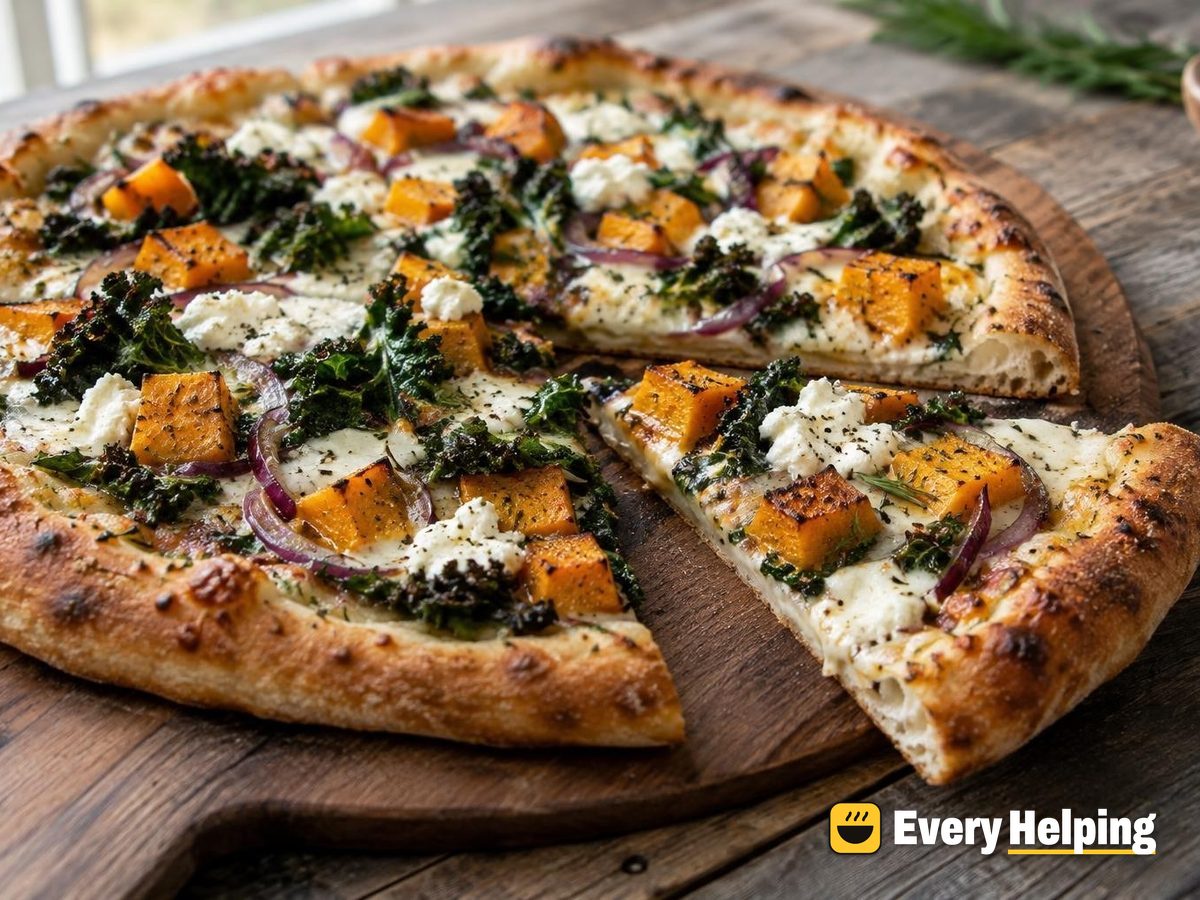 Rosemary Garlic Butternut and Kale Pizzas