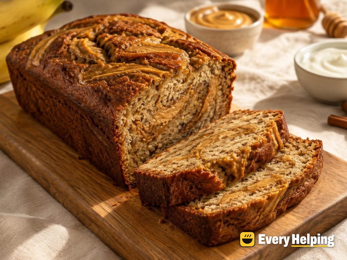 Honey Peanut Butter Swirl Banana Bread