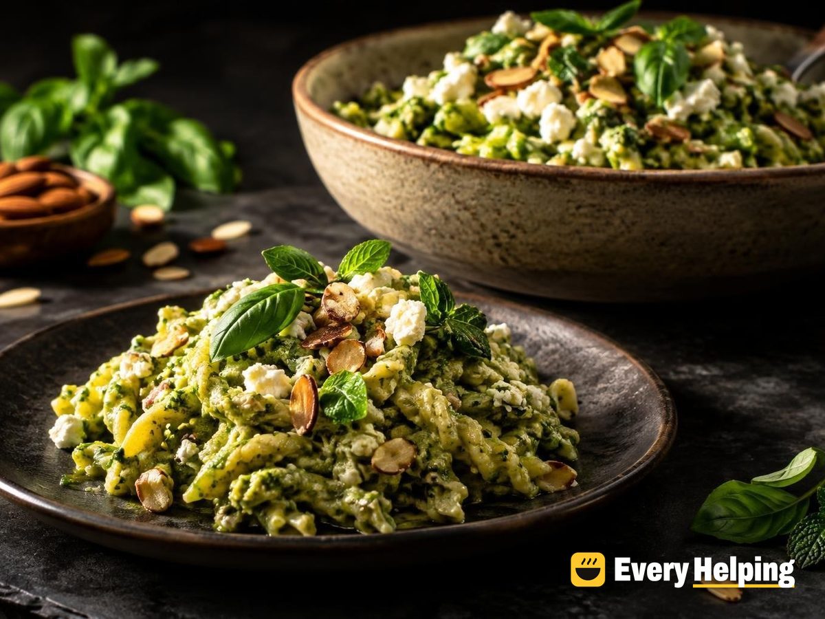 Feta Basil Pesto with Toasted Almonds and Mint
