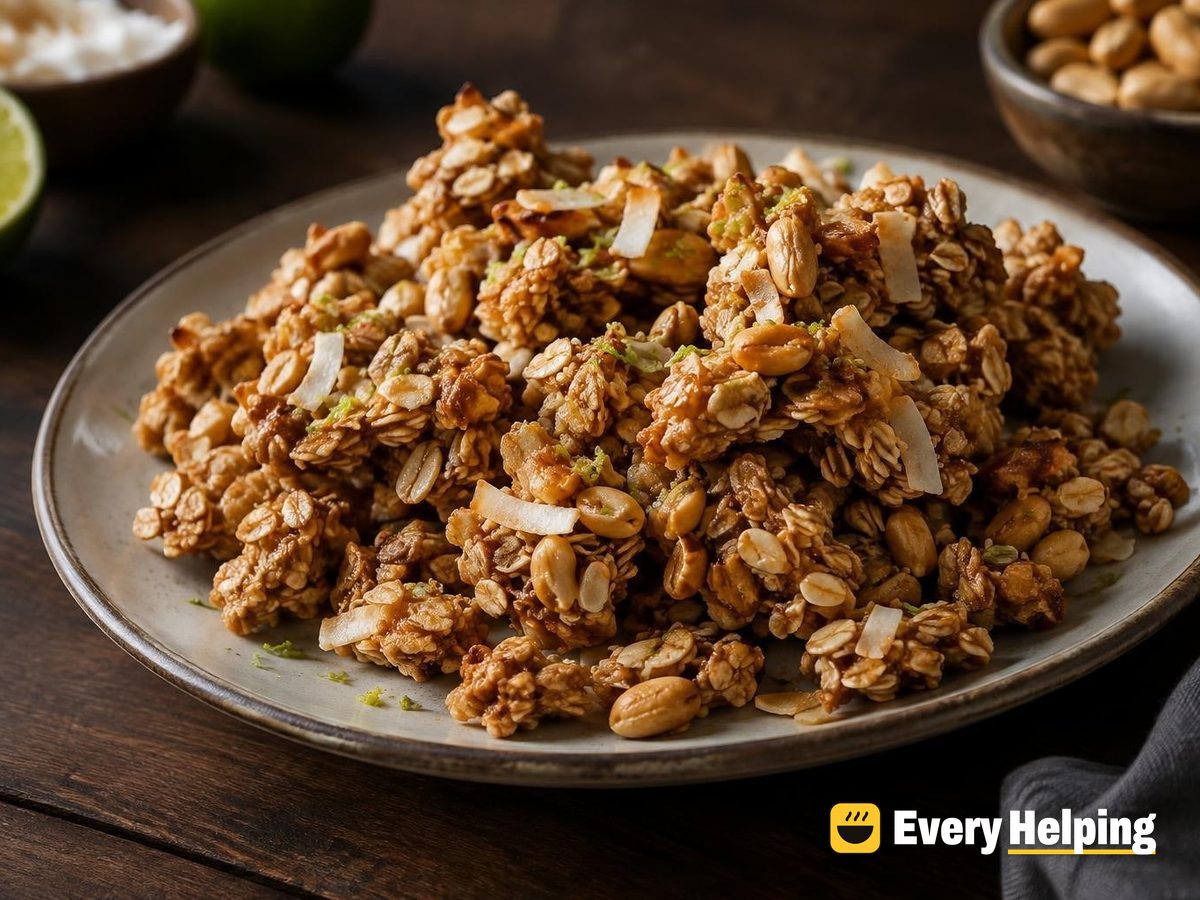 Skillet Peanut Coconut Lime Granola Clusters