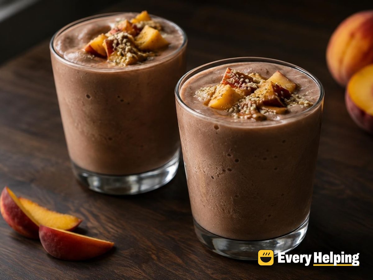 Frosty Chocolate Peach Tahini Smoothie