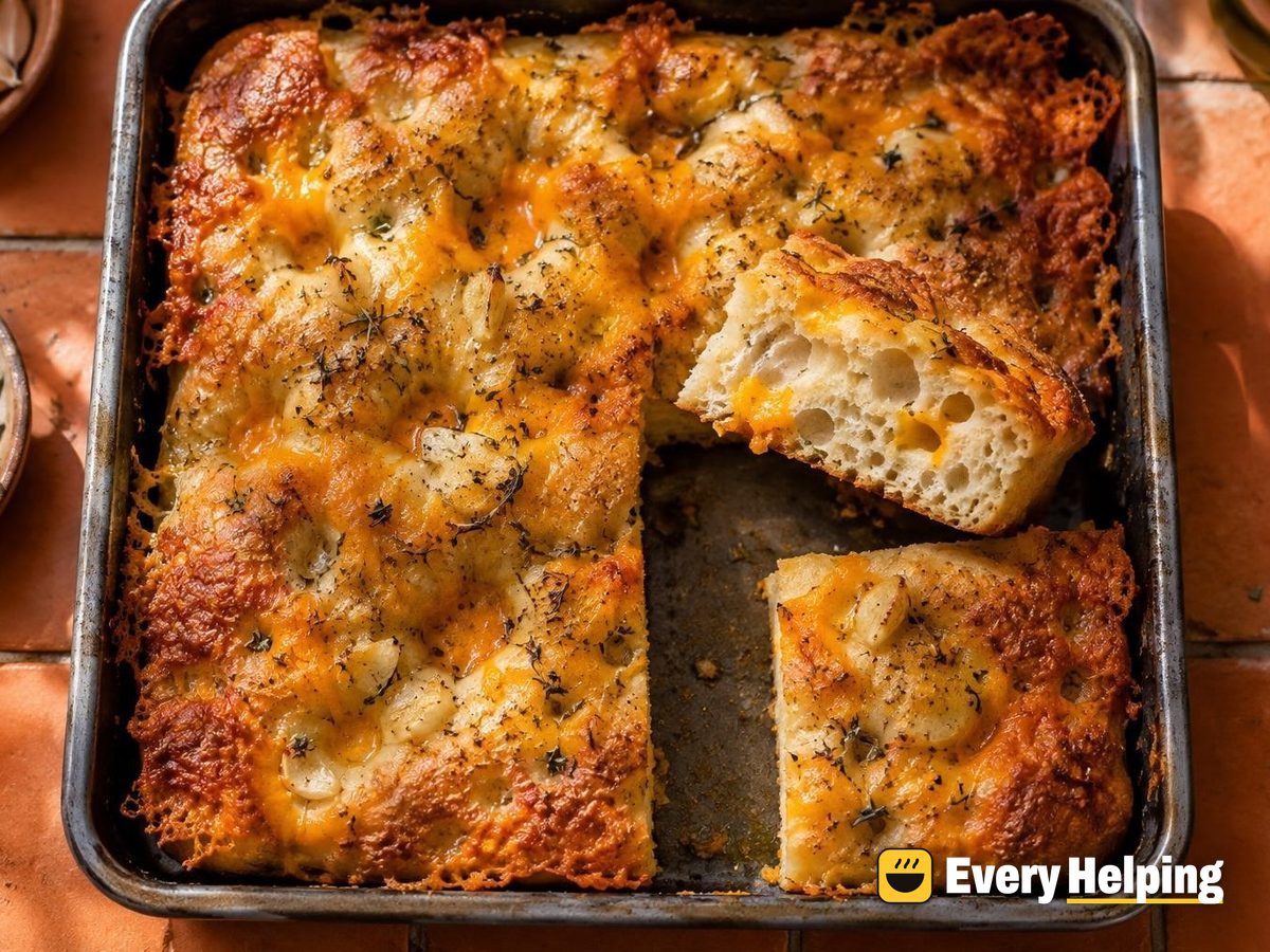 Crispy Cheddar Garlic Focaccia