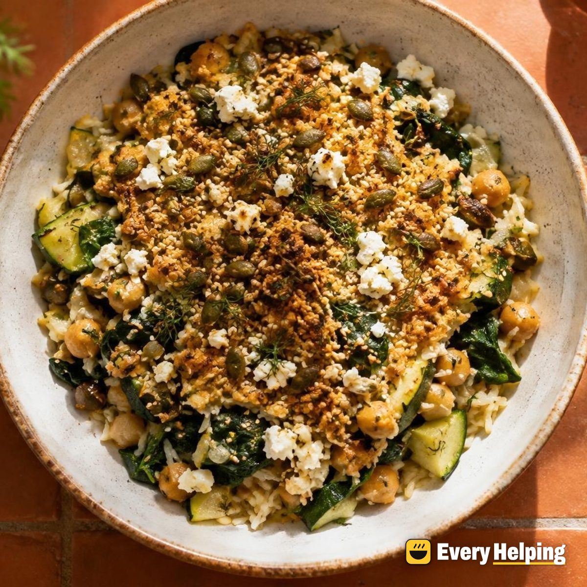 Lemon-Dill Chickpea and Rice Breakfast Bake