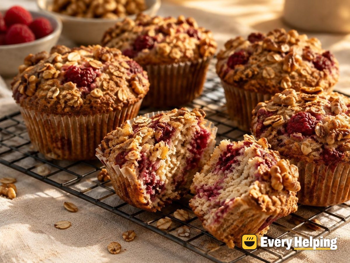 Raspberry Maple Walnut Muffins with Toasted Oats