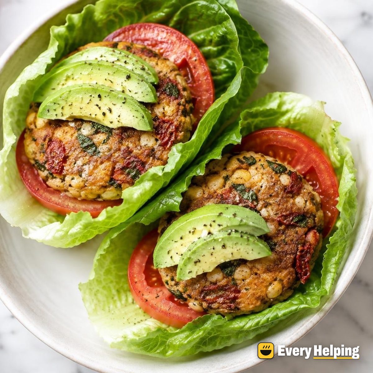 Italian White Bean Burgers in Lettuce Wraps