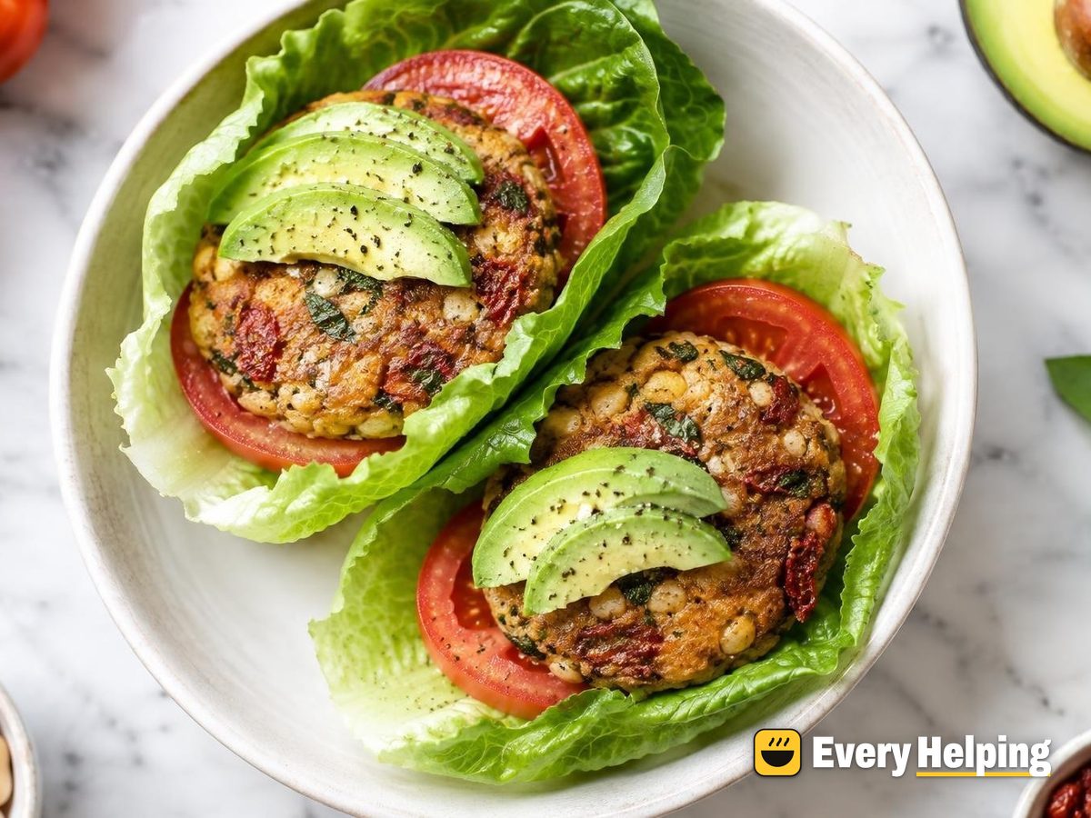 Italian White Bean Burgers in Lettuce Wraps
