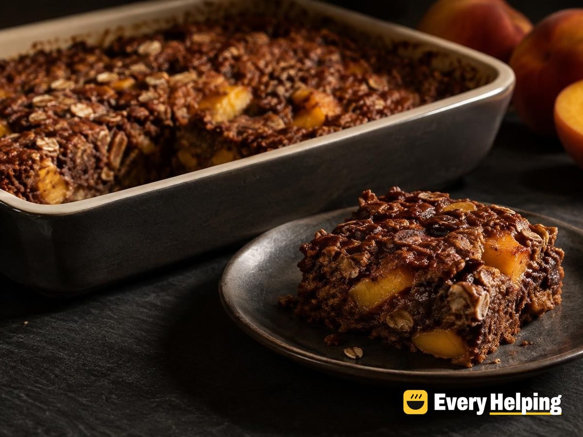 Cocoa Peach Baked Oat Bars