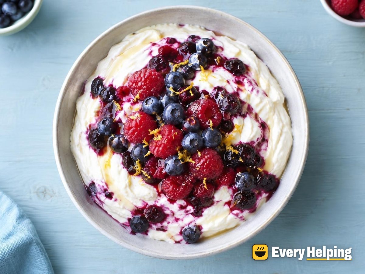Lemon Cottage Cheese Parfait with Blueberry Compote