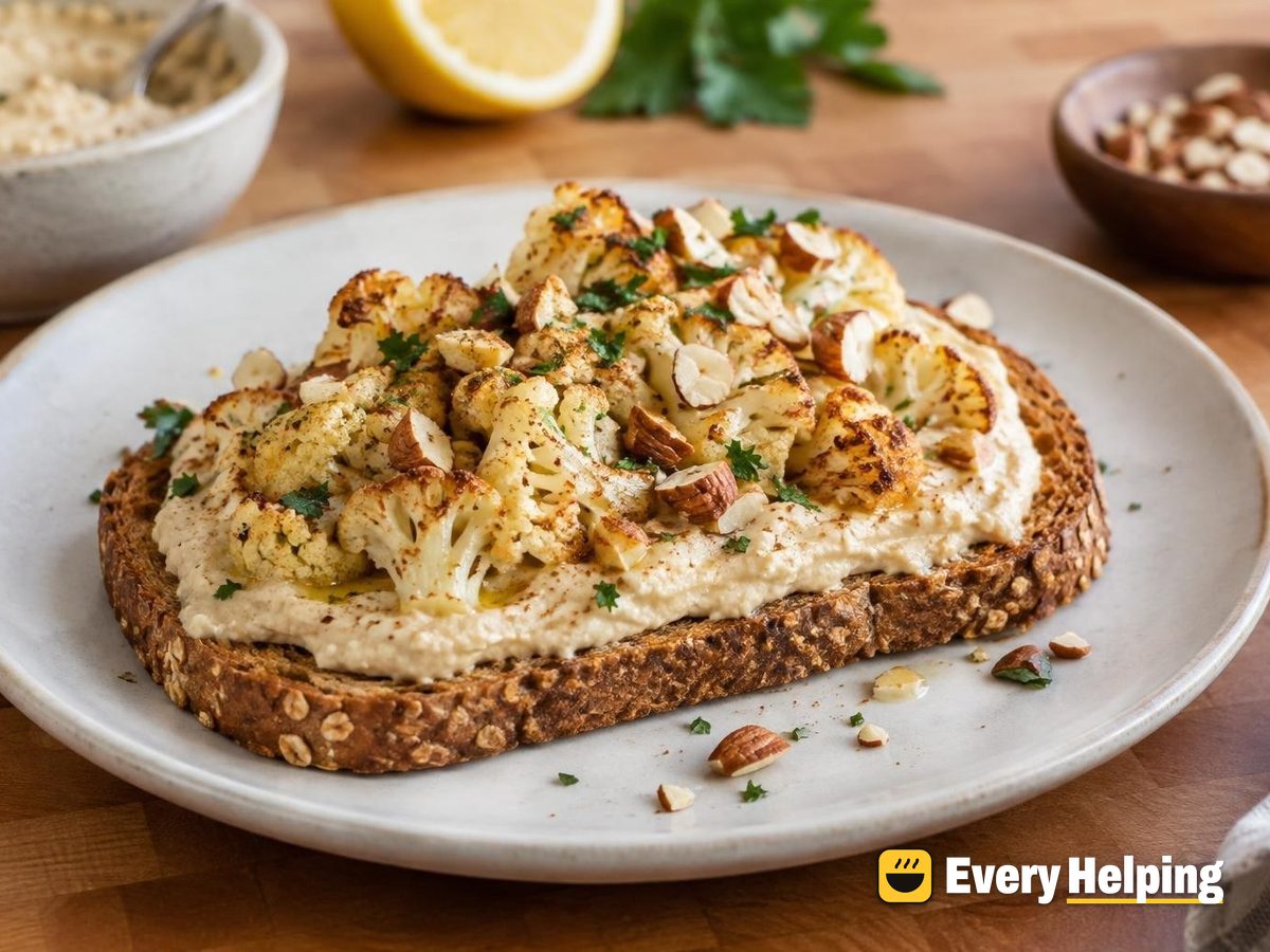 Roasted Cauliflower Lemon Tahini Spread on Toast
