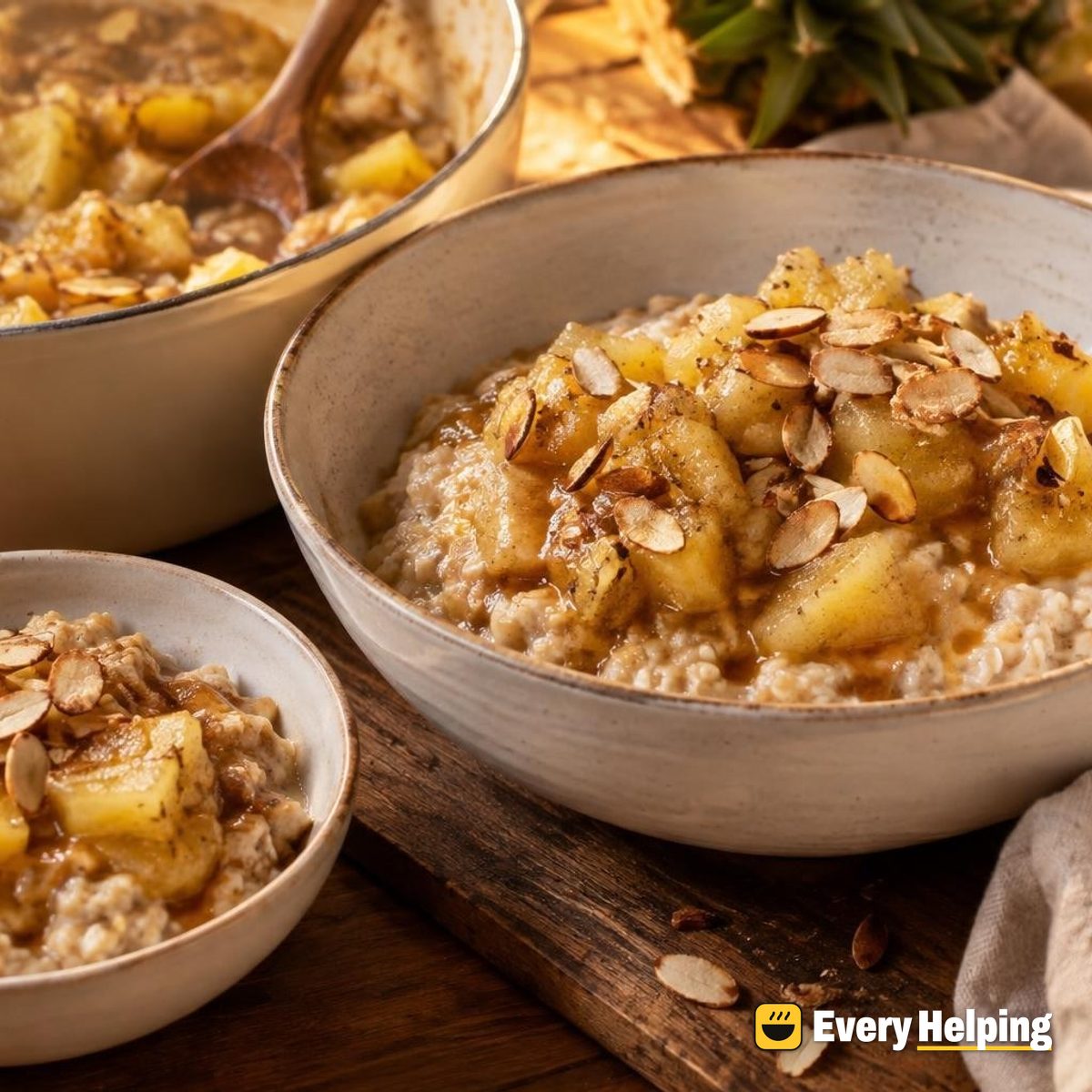 Pineapple-Cinnamon Vanilla Compote over Oatmeal