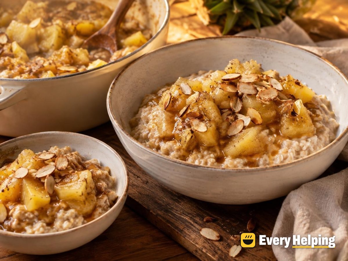 Pineapple-Cinnamon Vanilla Compote over Oatmeal