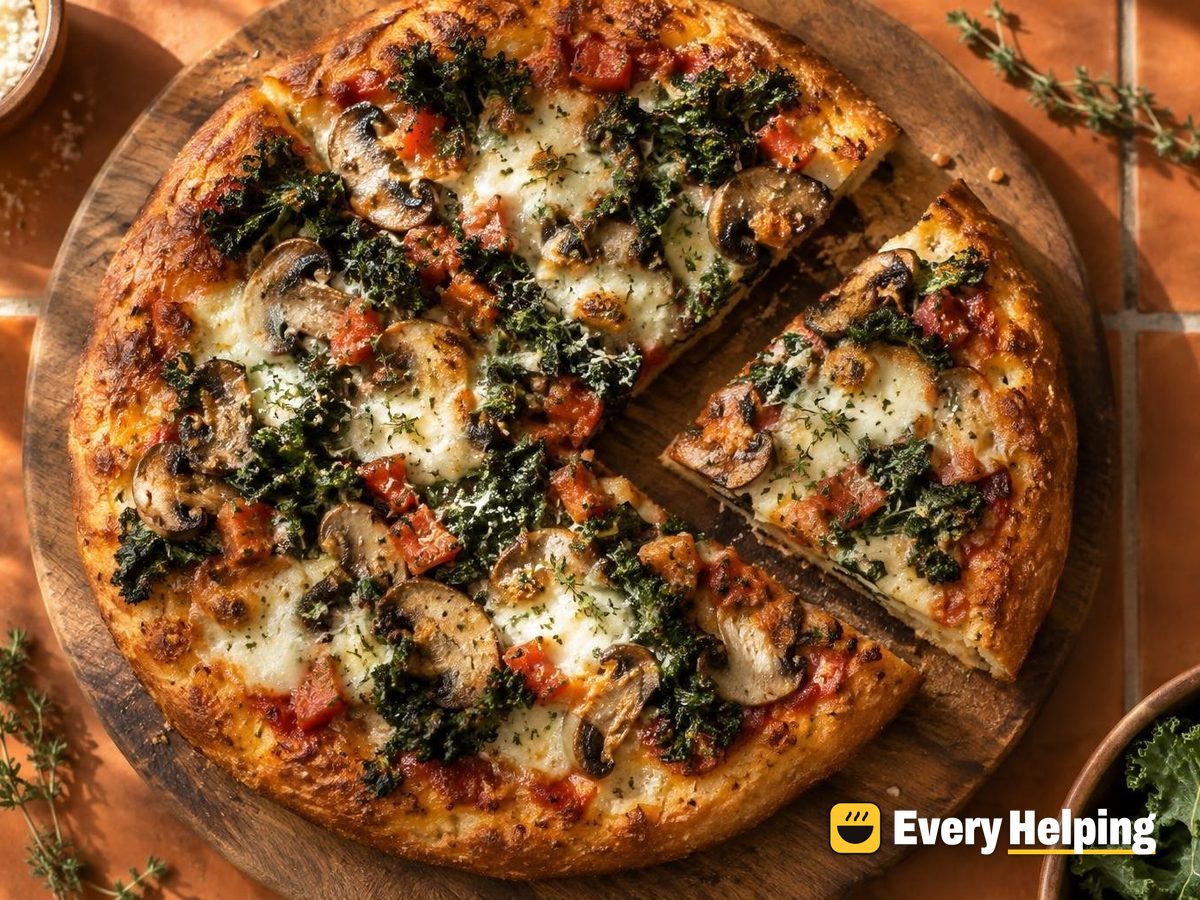 Mushroom, Kale and Thyme Pan Pizzas