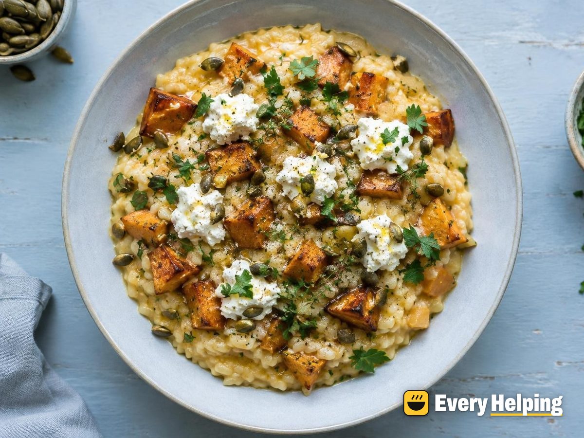 Roasted Sweet Potato Risotto with Sage-Thyme Brown Butter