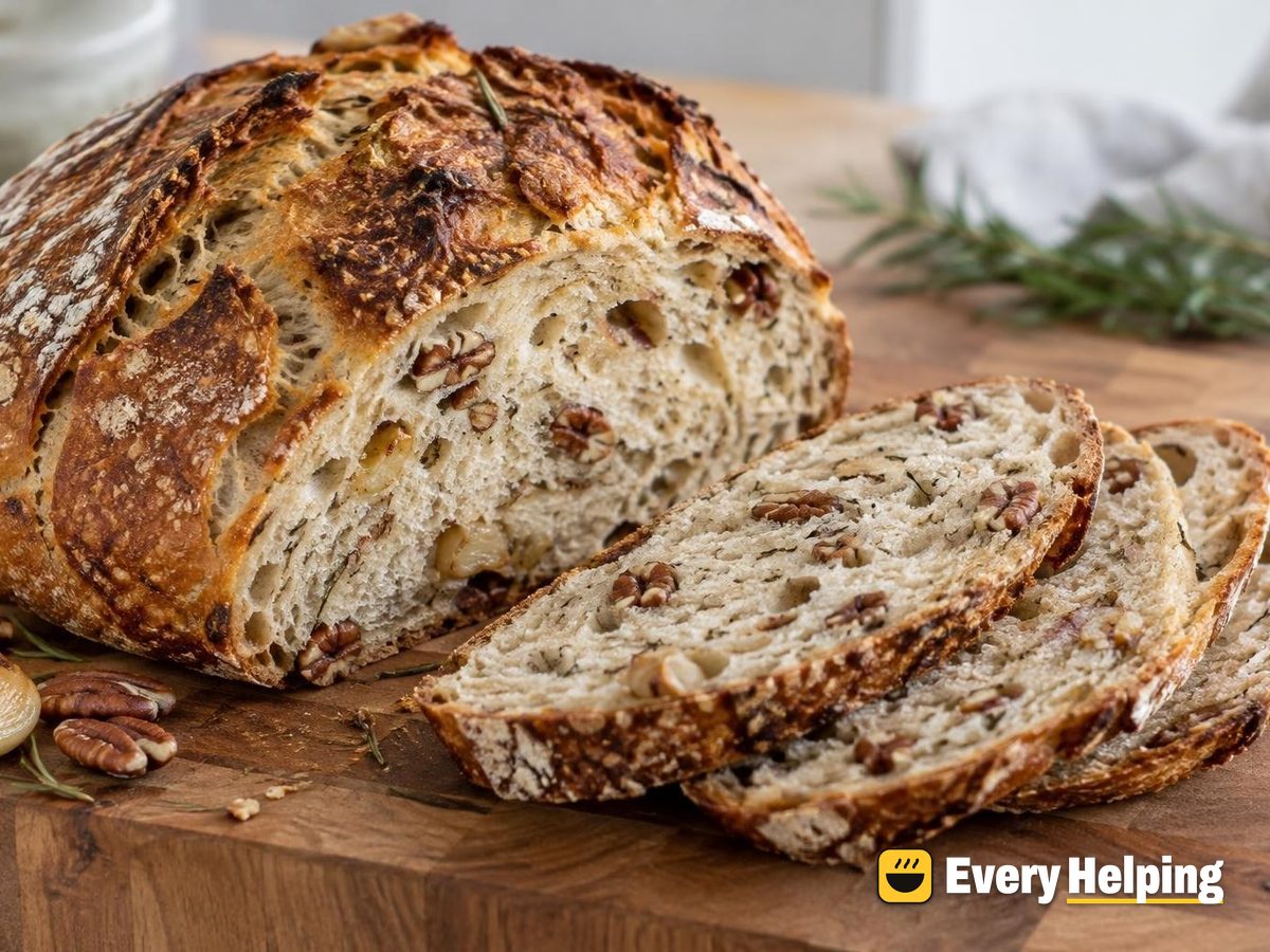 Roasted Garlic Pecan Rosemary Dutch Oven Boule