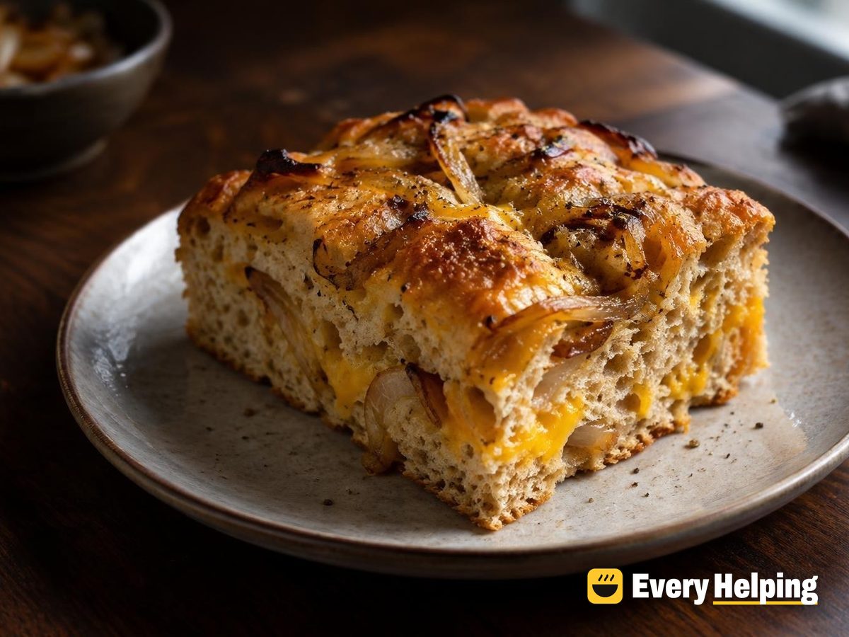 Whole Wheat Cheddar Onion Focaccia