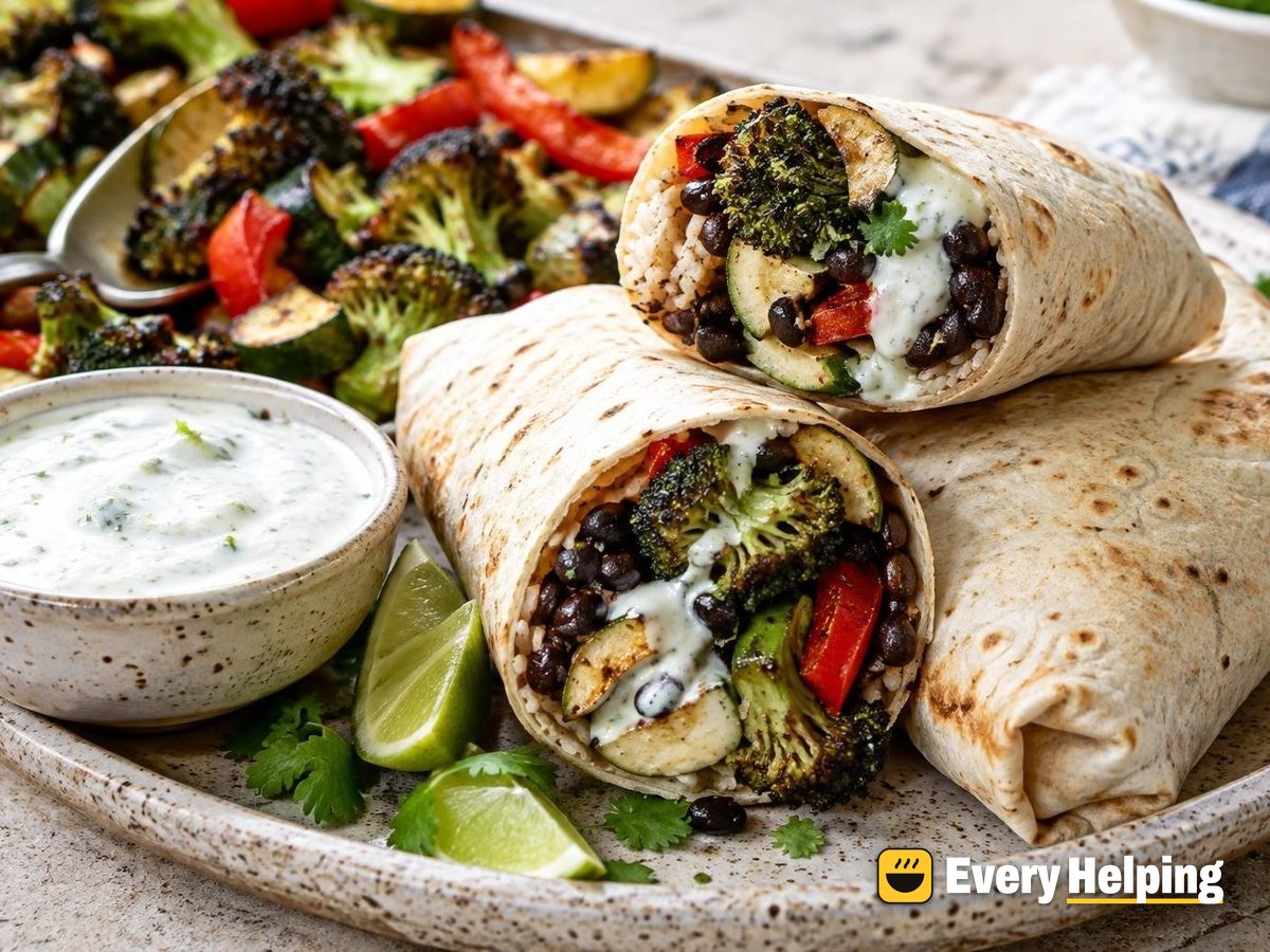Smoky Roasted Veggie Black Bean Burritos