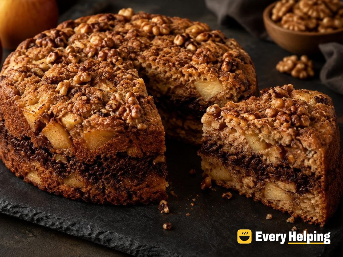 Apple Walnut Snack Cake with Cocoa Filling