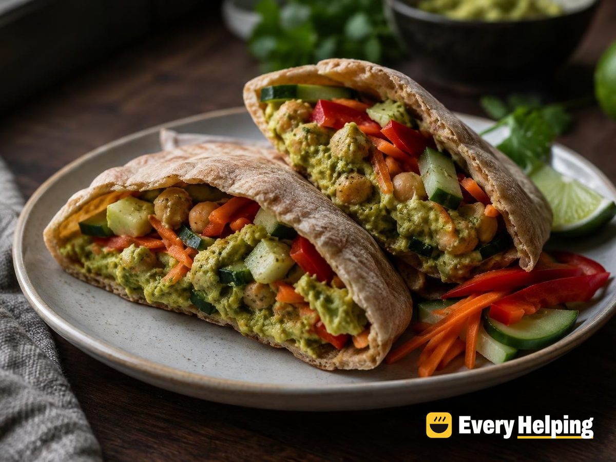 Smashed Chickpea Avocado Pita Pockets