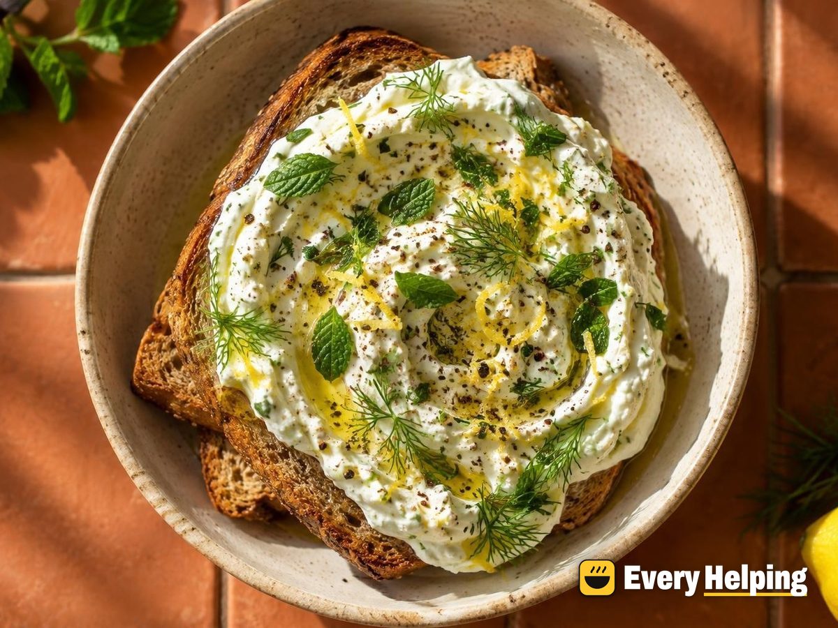 Cracked-Pepper Labneh with Lemon and Herbs