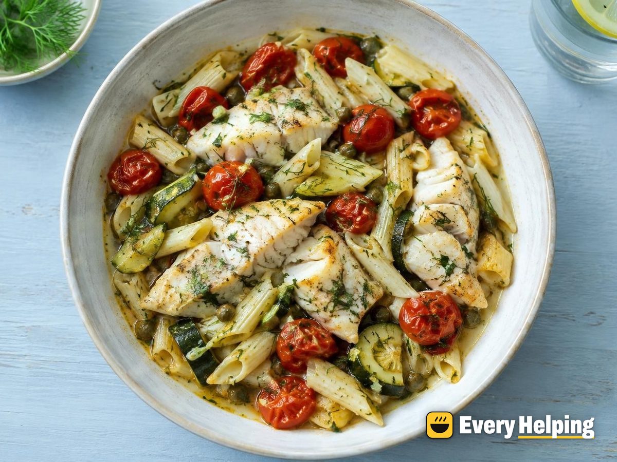 Lemon-Dill Cod and Pasta Bake