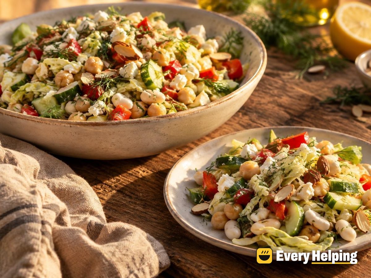 Lemony Chickpea and White Bean Cabbage Salad