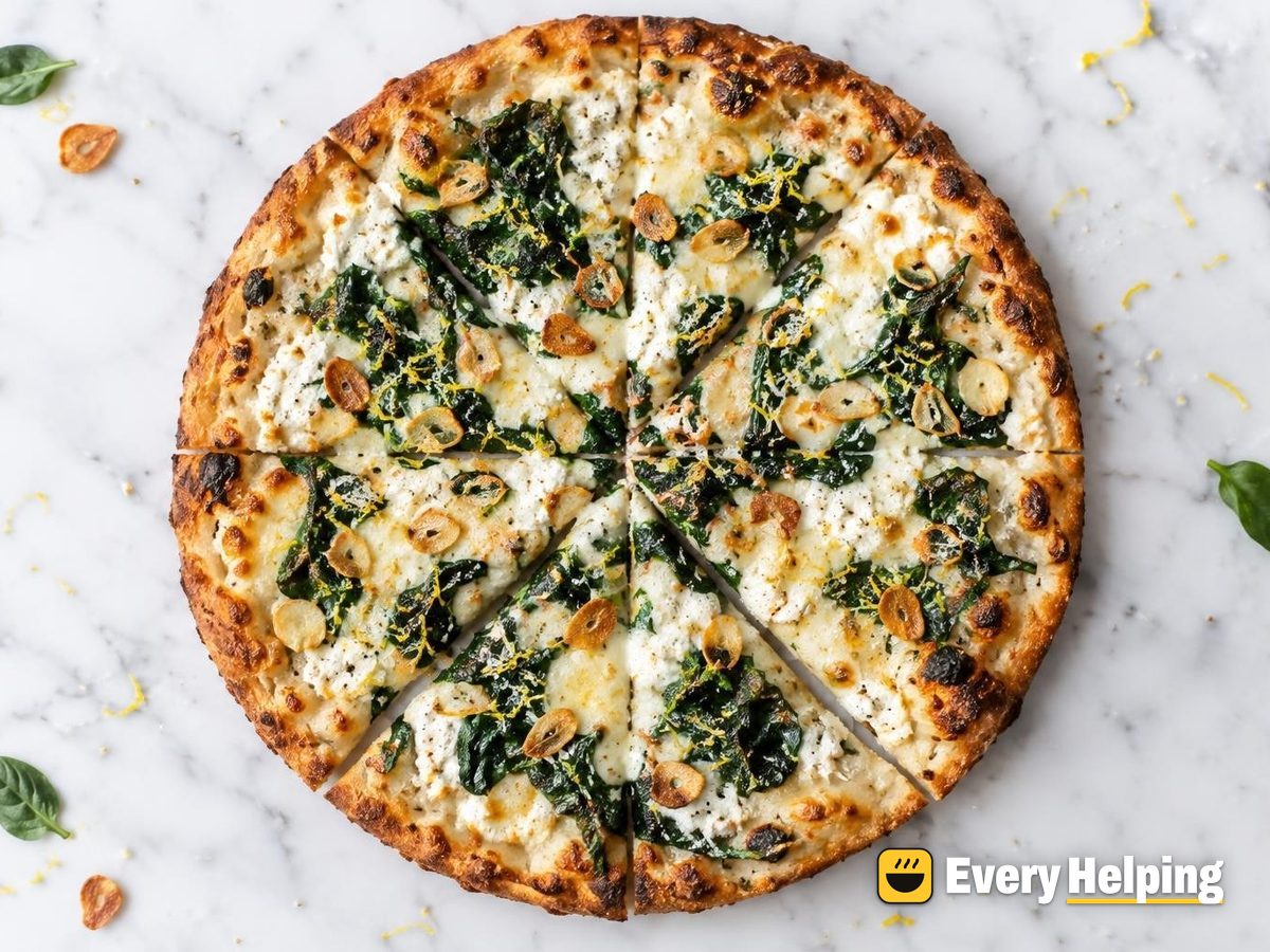 Skillet Spinach Ricotta Pizzas with Crispy Garlic
