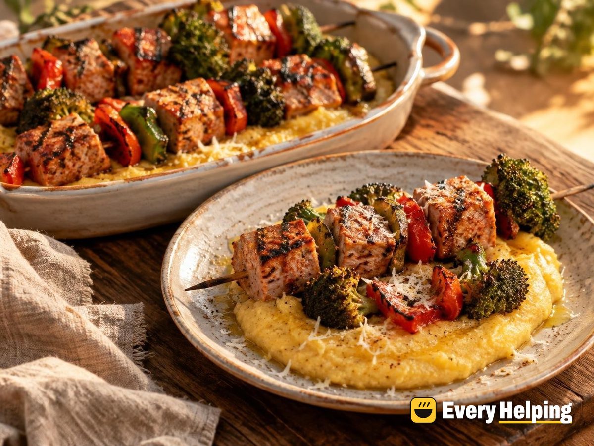 Smoky Paprika Tuna Skewers with Parmesan Polenta