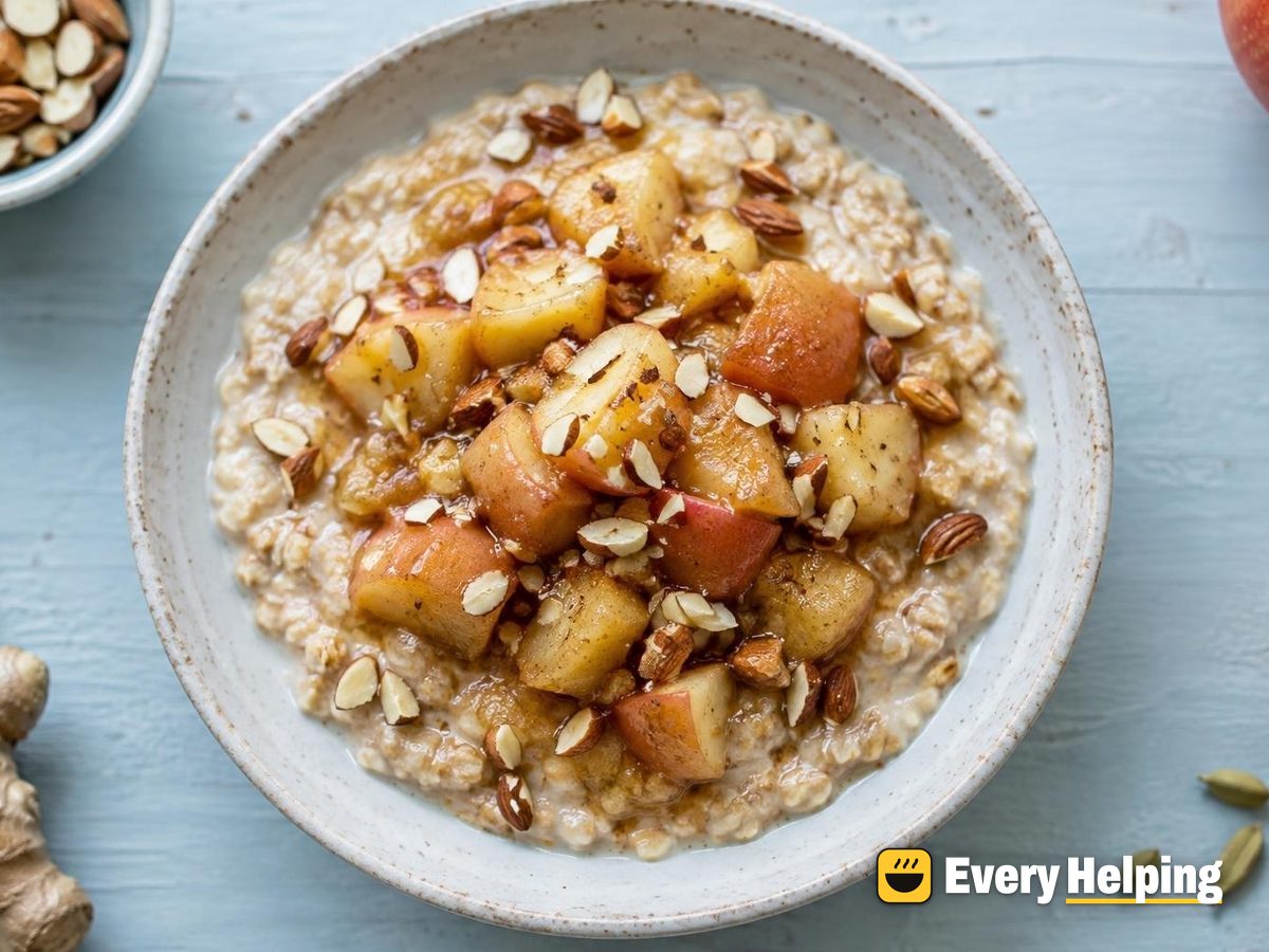 Ginger Vanilla Apple Compote over Oatmeal