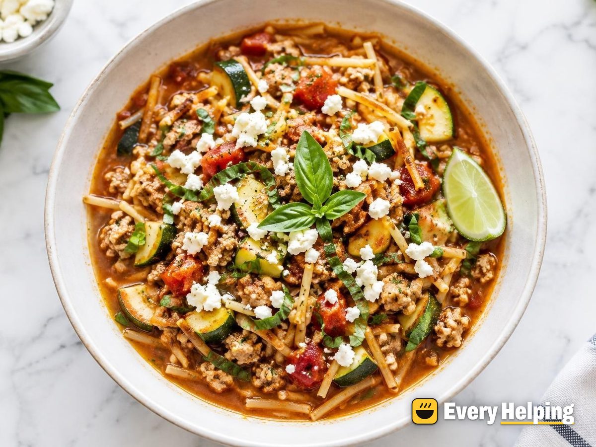 One-Pot Turkey Fideo with Zucchini and Basil