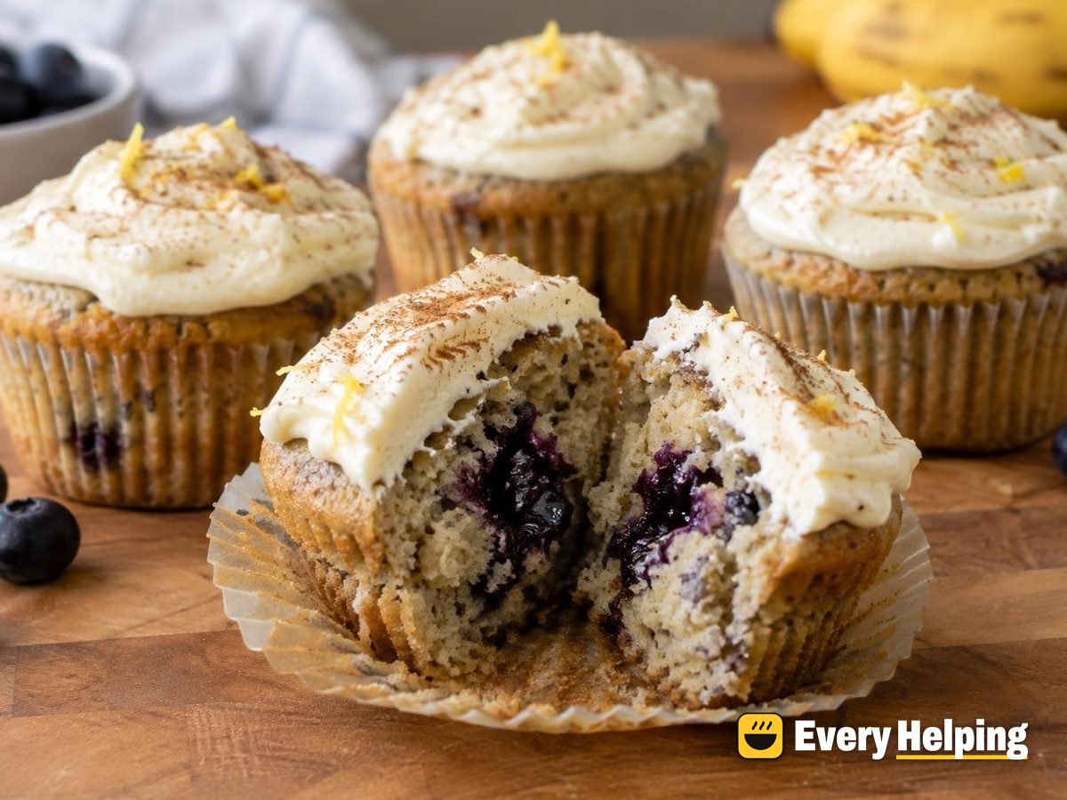 Banana Cupcakes with Blueberry Filling