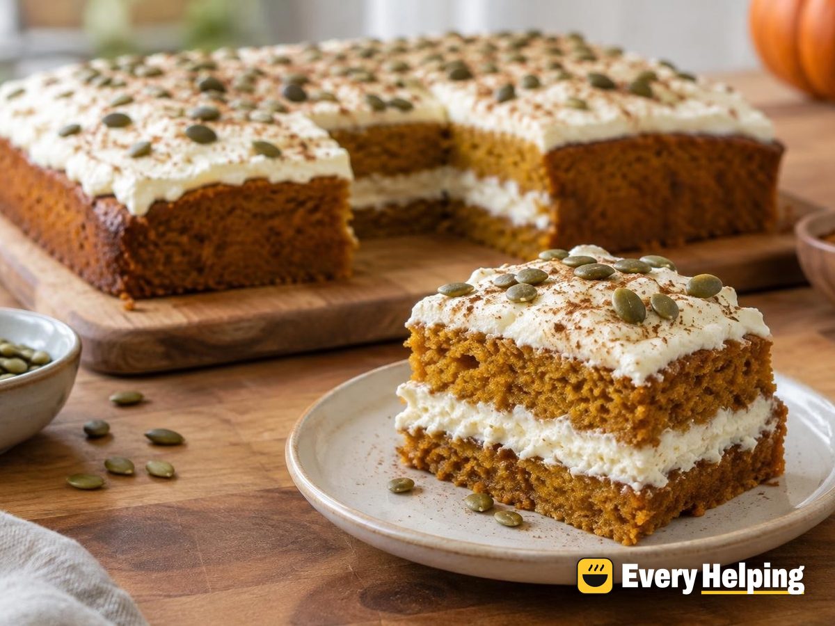 Pumpkin Spice Sheet Cake with Vanilla Cream