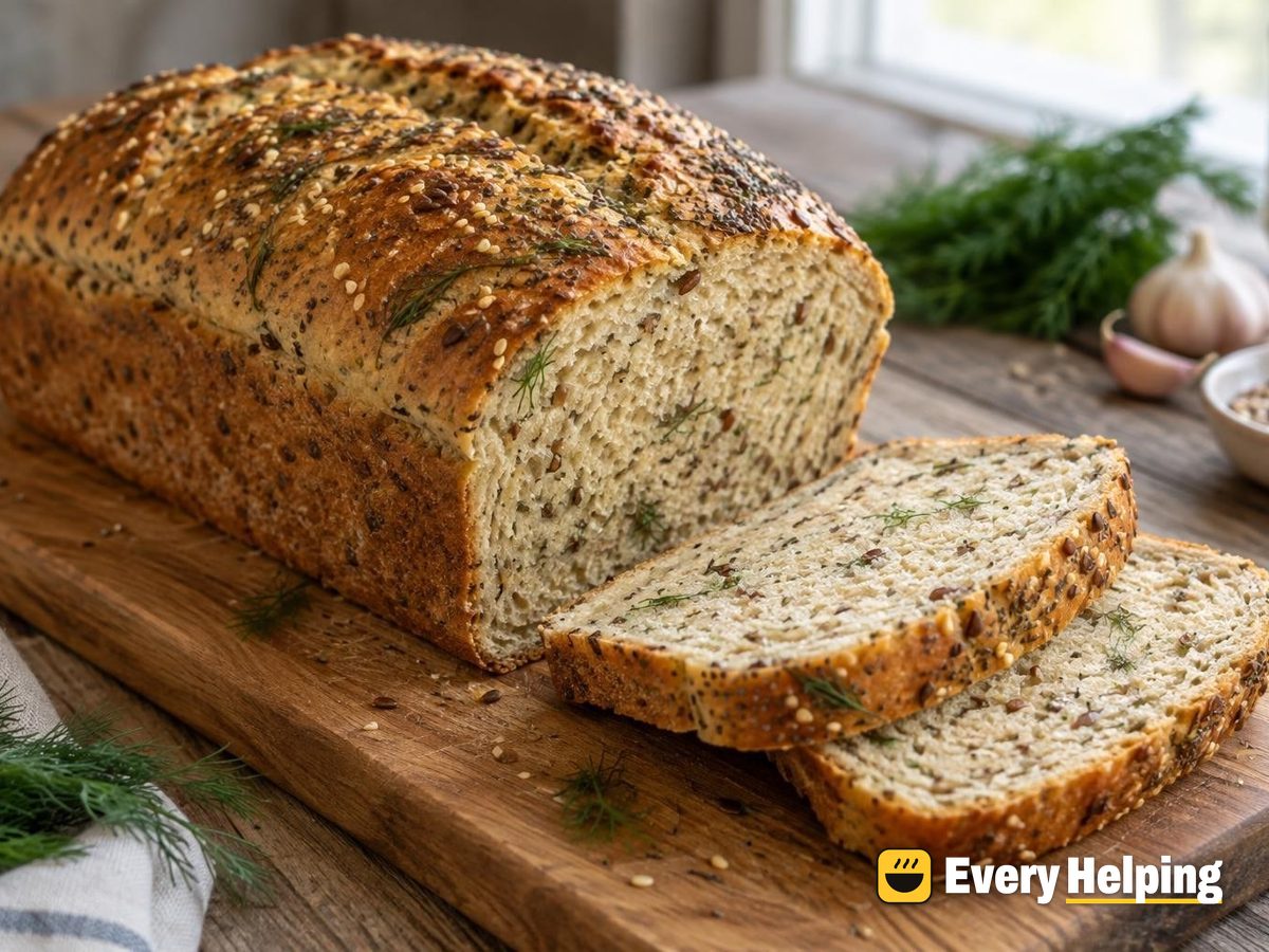 Soft Garlic Dill Seeded Spelt Sandwich Loaf