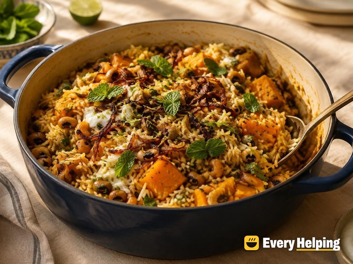 Black-Eyed Pea and Butternut Dutch Oven Biryani